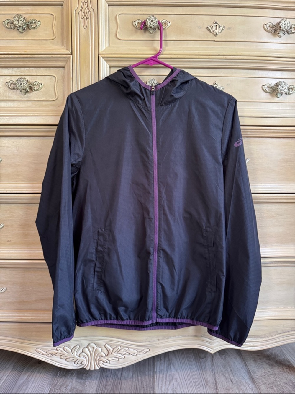 Asics Black Jacket with Purple Trim